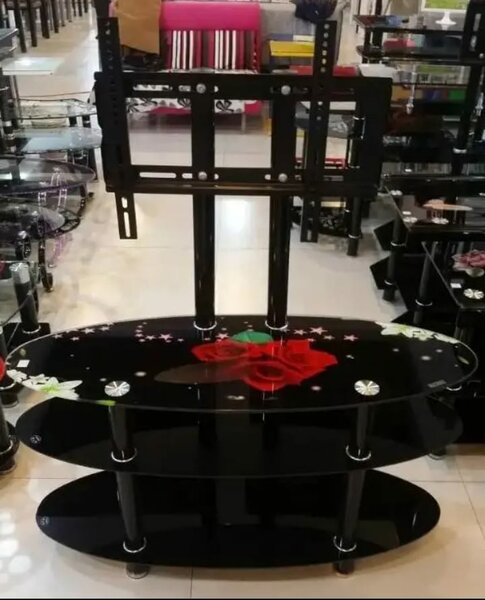 Meuble TV moderne en verre noir