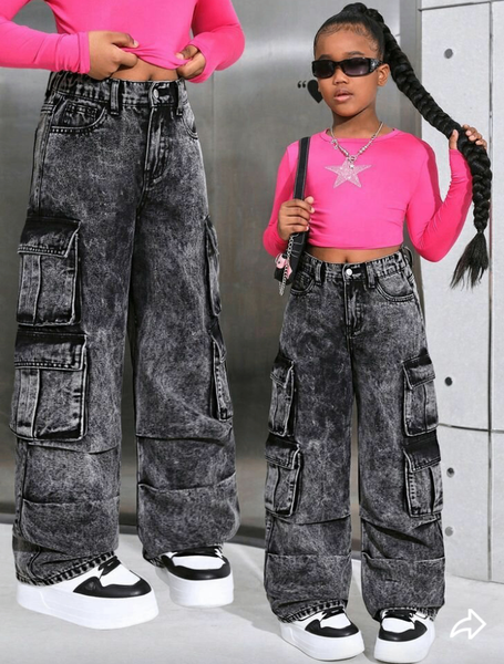 Jean cargo noir pour enfant