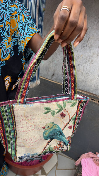 Sac Tissé Bohème avec Motif Oiseau