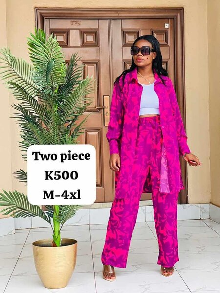 Women's Set Pink Printed shirt and pants  M-4XL