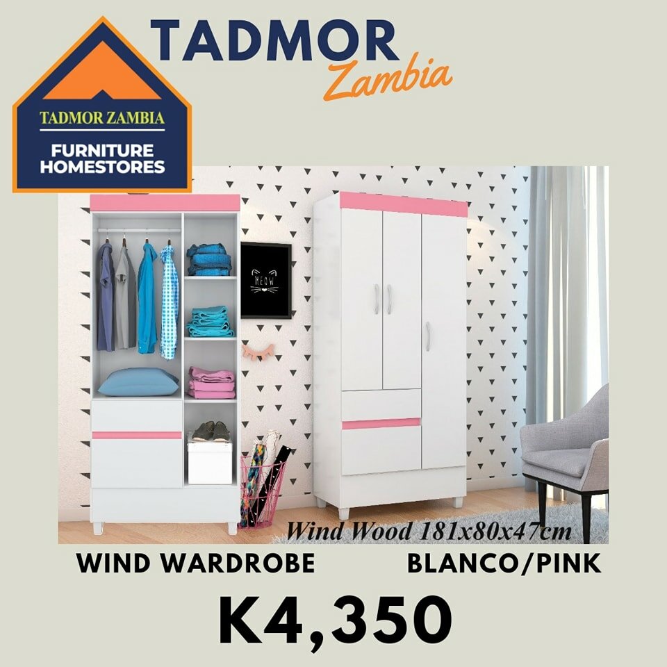 Storage cabinet, color white/pink,dimensions 181*80*47 cm