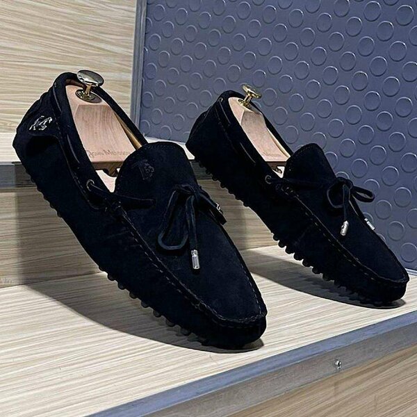 Mocassins en Cuir Noir Homme
