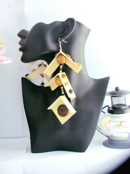 Boucles d'oreilles en bois uniques