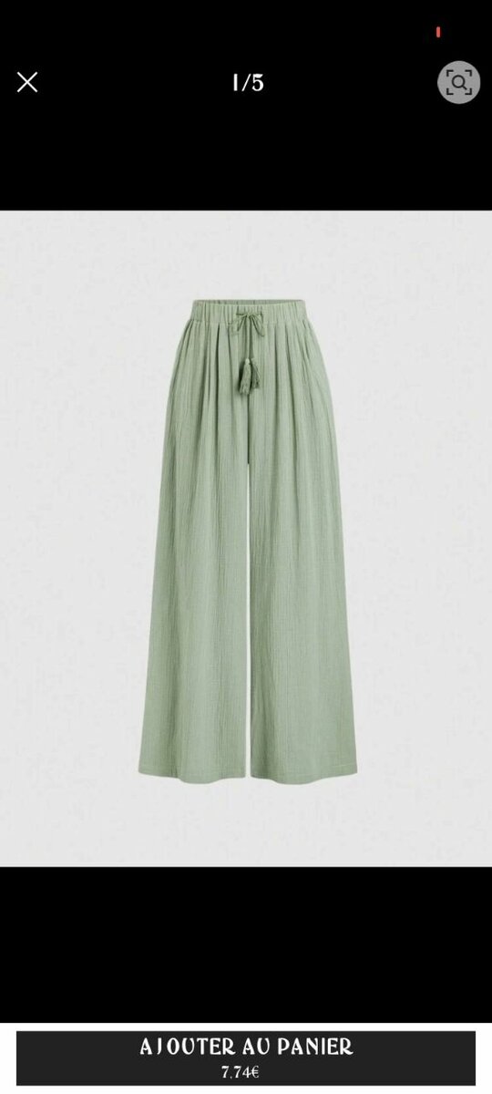 Pantalon large vert femme