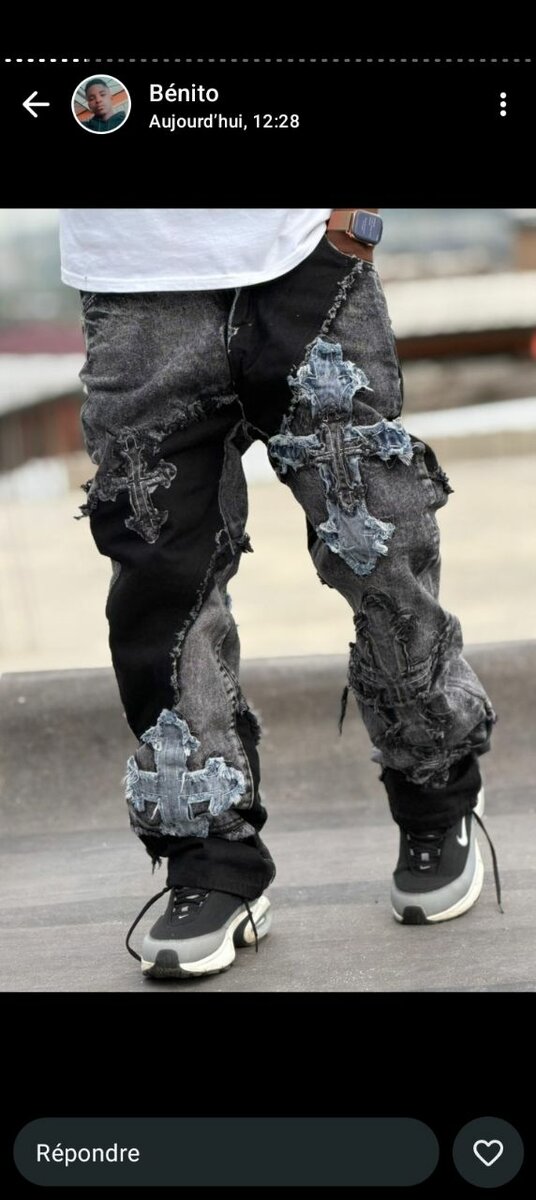 Jean Patchwork Décontracté