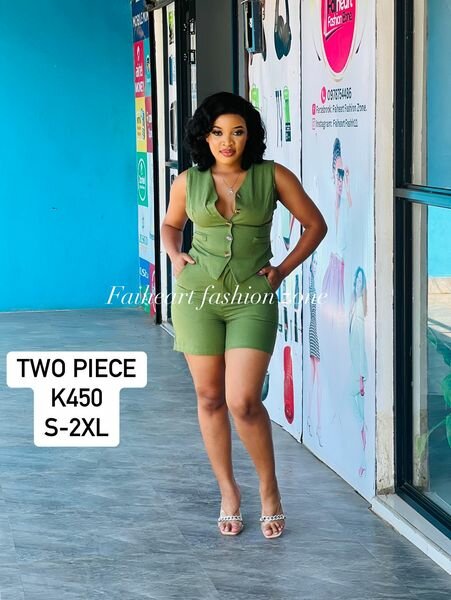 Women's green set, button-down top and shorts Sizes: S,M,L,XL,2XL