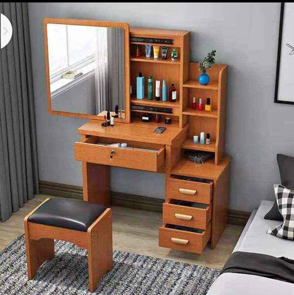 DRESSER TABLE WITH MIRROR (BROWN)