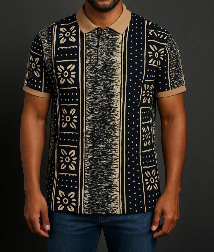 Polo homme motifs géométriques