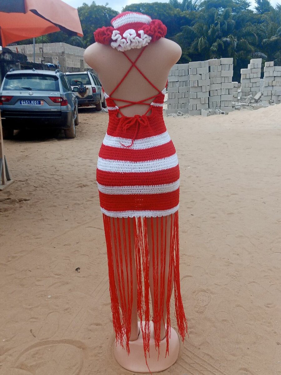 Robe crochet rayée été