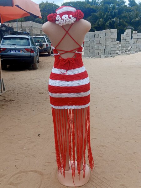 Robe crochet rayée été