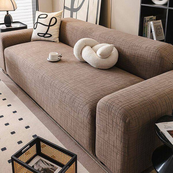 Housse Canapé jacquard marron