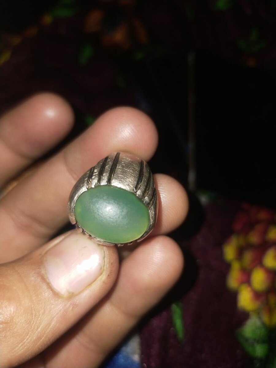 Silver ring with jadeite stone fore men