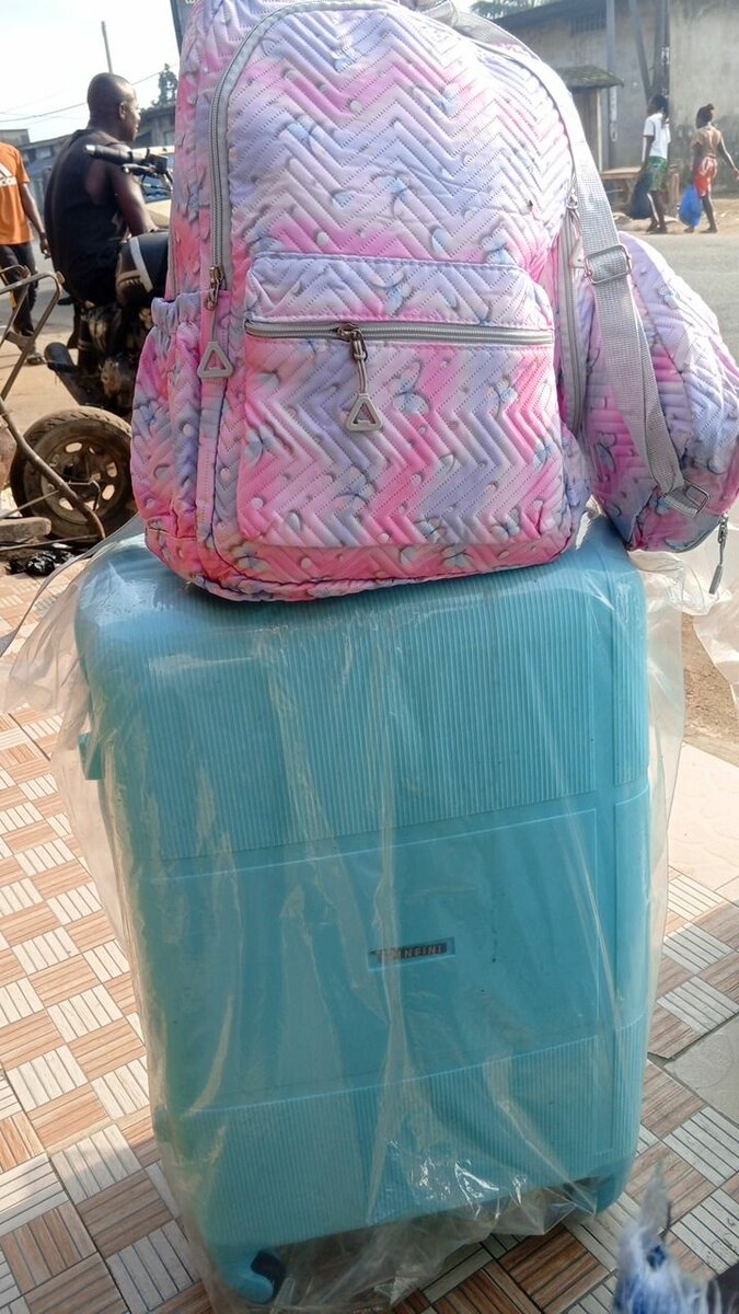 Valise à roulettes bleu spacieux