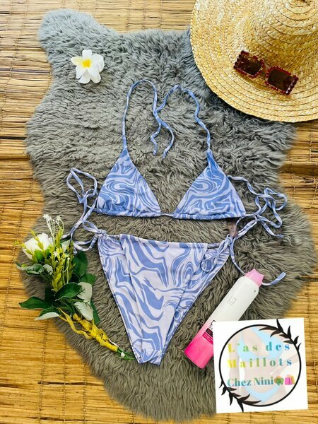 Maillot de bain zébré bleu/violet deux pièces