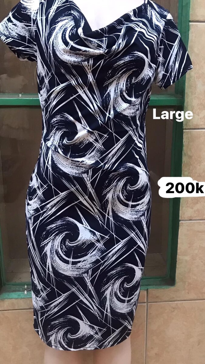 Women's black dress with white print