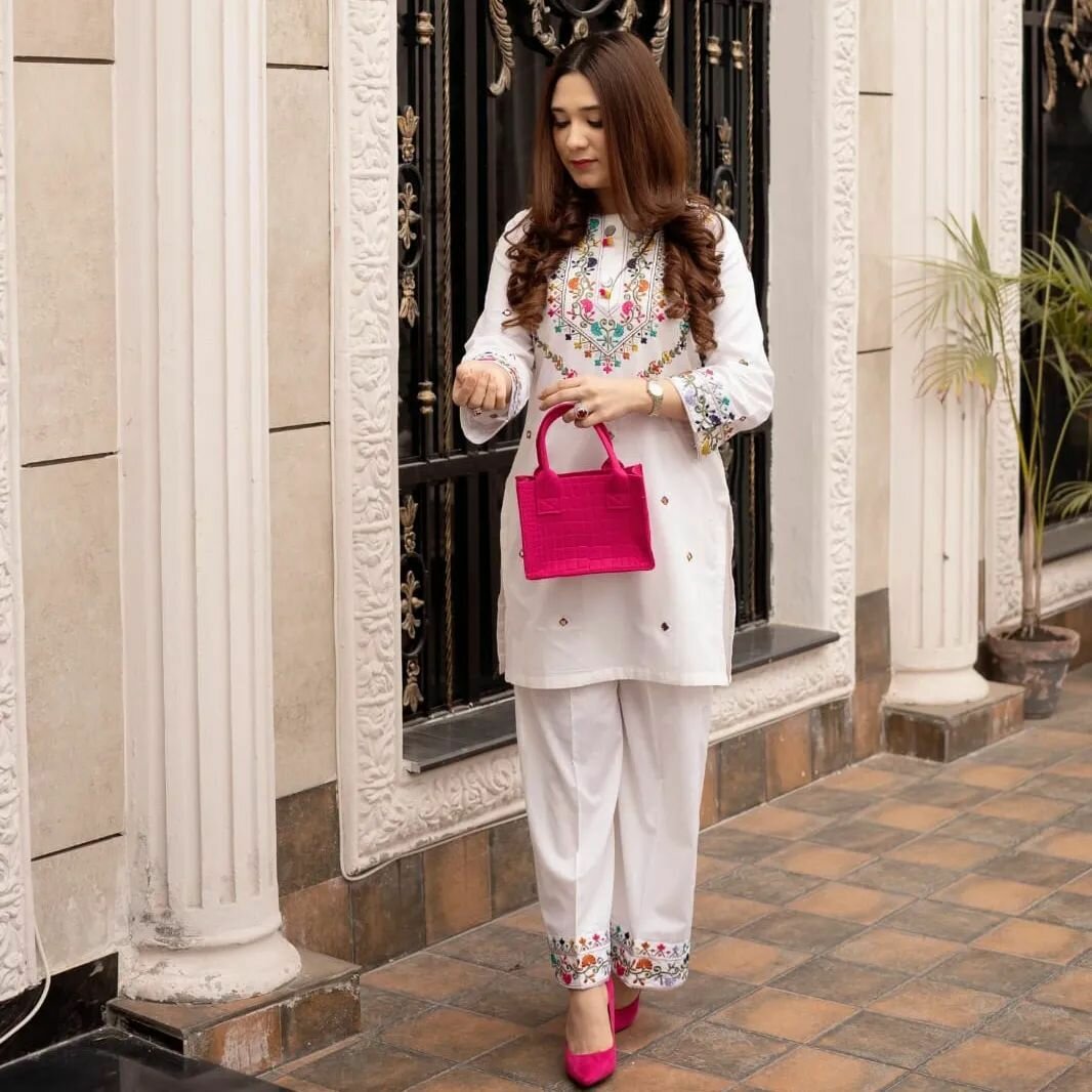 Multy embroidery Linen 2p shirt and plazzo