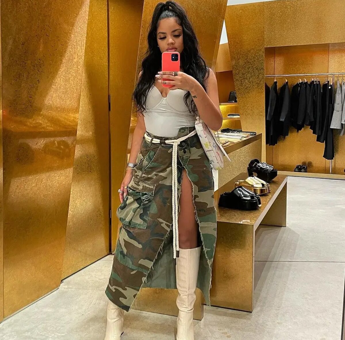 Street wear Cargo Camouflage skirt