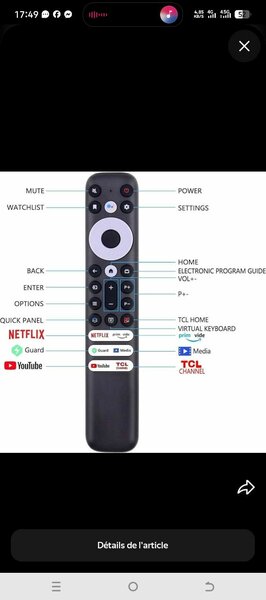 Télécommande universelle TCL