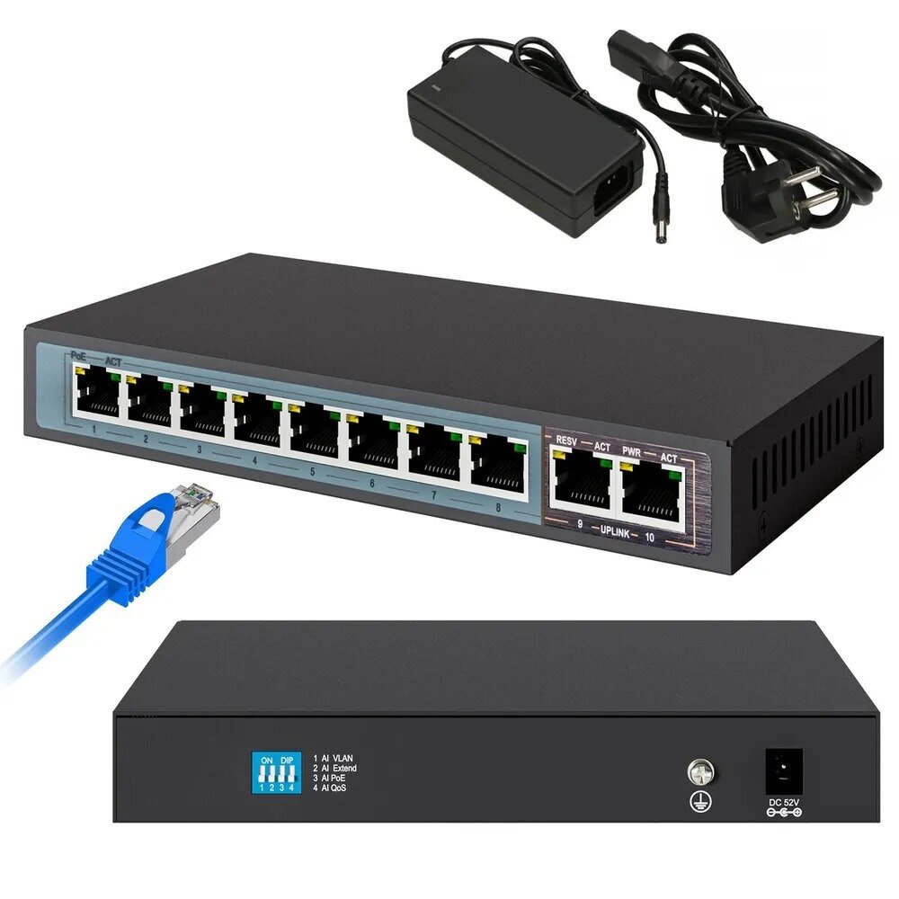 Poe Switch With 8 Ports And 4