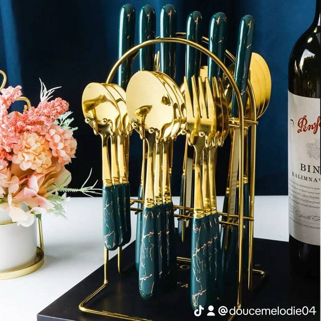 Ensemble 24 Pièces Couvert Or