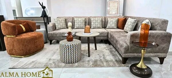 Canapé d'angle en tissu moderne