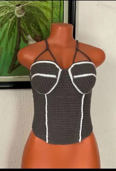 Top crochet bohème coloré