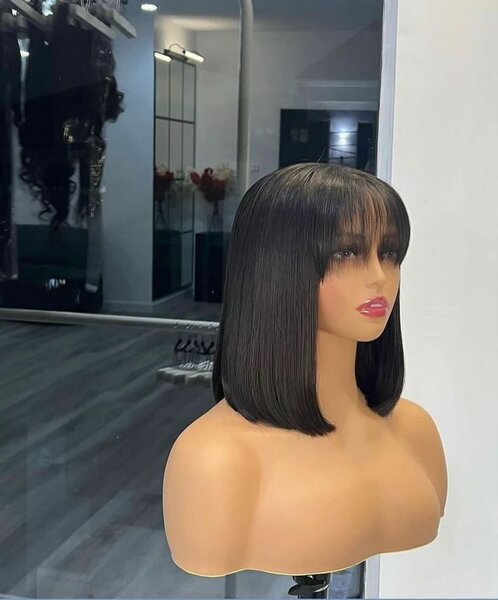 Silky Straight Bob Wig With Bangs