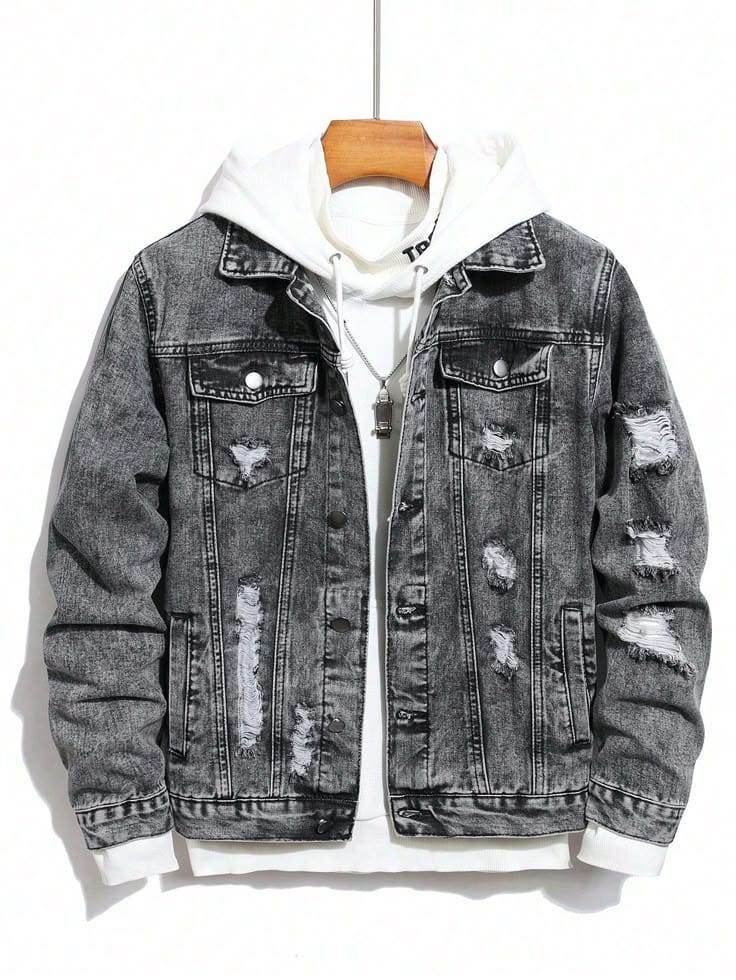 Veste en jean déchirée homme