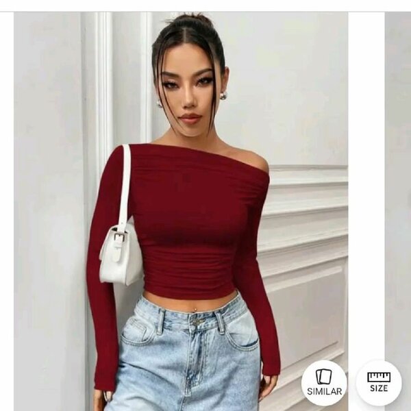 Top asymétrique rouge élégance