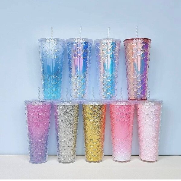 Double Wall Acrylic Tumbler with Lid and Straw