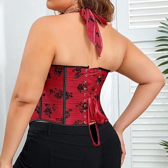 Corset floral rouge sexy