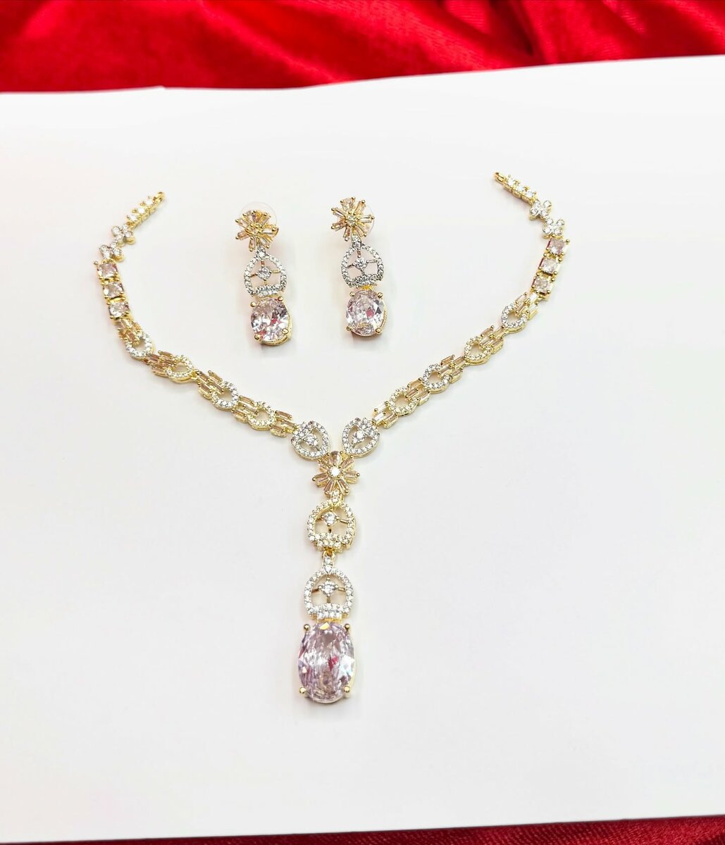 American Diamond 1 karat Necklace set 