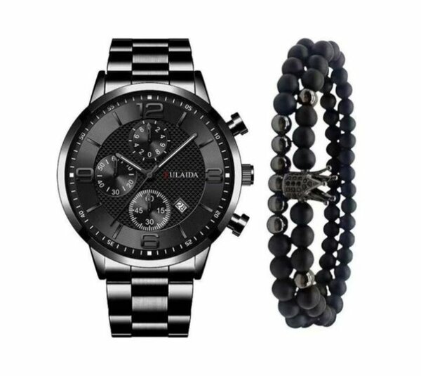 Montre noire élégante avec bracelet