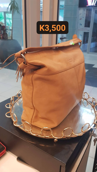 brown leather bag