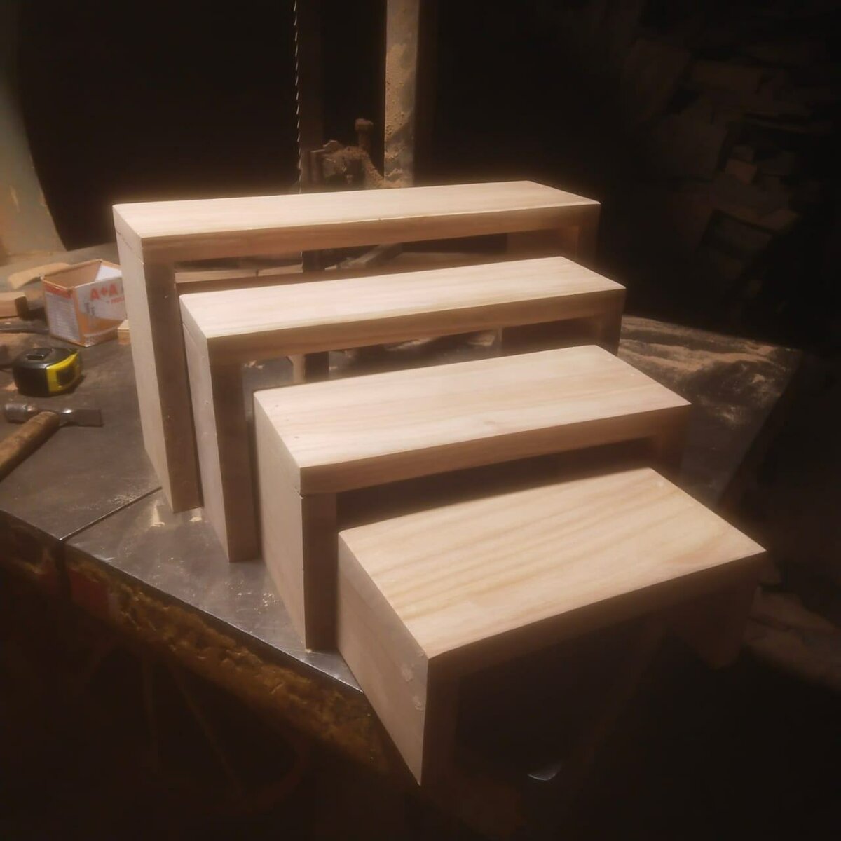 Wooden shelves,Wooden seats pack of 4