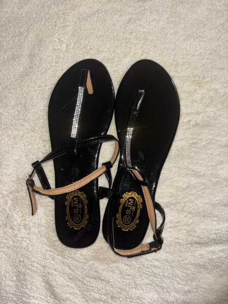 Sandales Noires Élégantes Strass