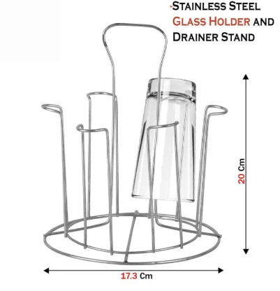 6 Cups Mug Glass Stand Holder stainless steel Cup Drying Rack Shelf Bottle Cup Hanging Drainer Upside-Down Cup Drain Rack Water Glasses Hanger Shelf Coffee Tea Drinking Cup Mug Organizer Home Storage Supplier 6 گلاس اسٹینڈ Kitchen Stand Best Q
