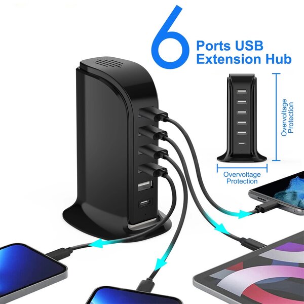 Chargeur 40w multi 6port