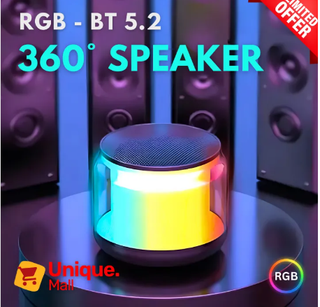 Mini 360° RGB 5.0 BT Portable Bluetooth Speaker with Stereo Bass Sound, LED Lights, Compact Lightweight Design, 5W Power, Gaming Wireless Bluetooth 5.0 Connectivity for Phone, Laptop & Outdoor Use - Stylish & Travel-Friendly