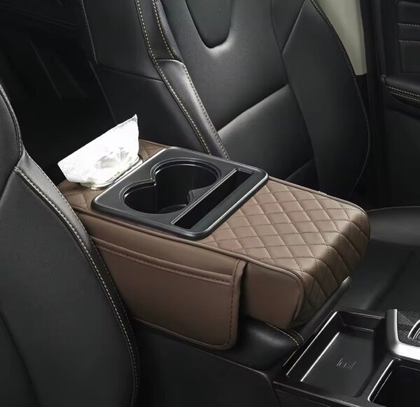 Accoudoir en cuir avec porte-gobelets