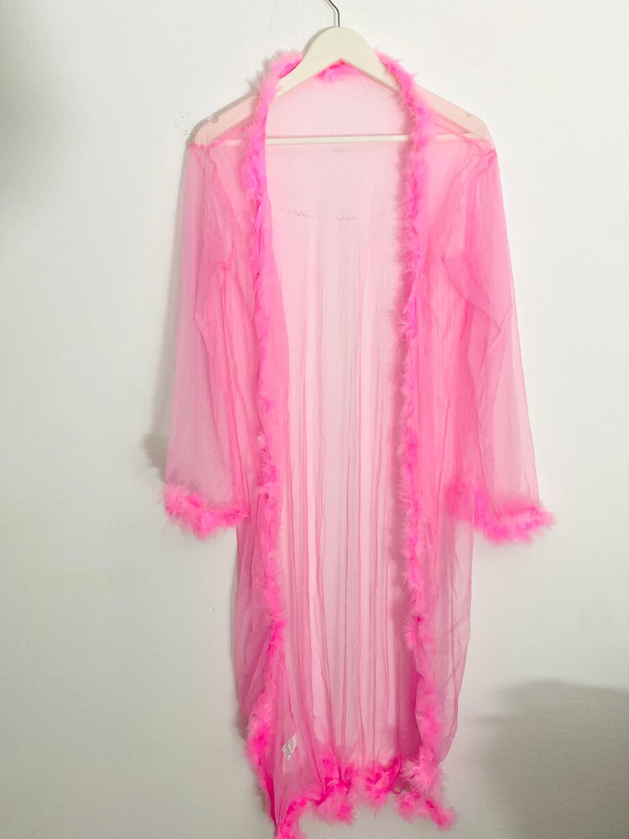 Peignoir transparent rose