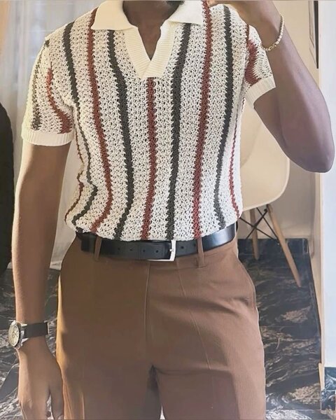 Polo Homme Rayé Élégant