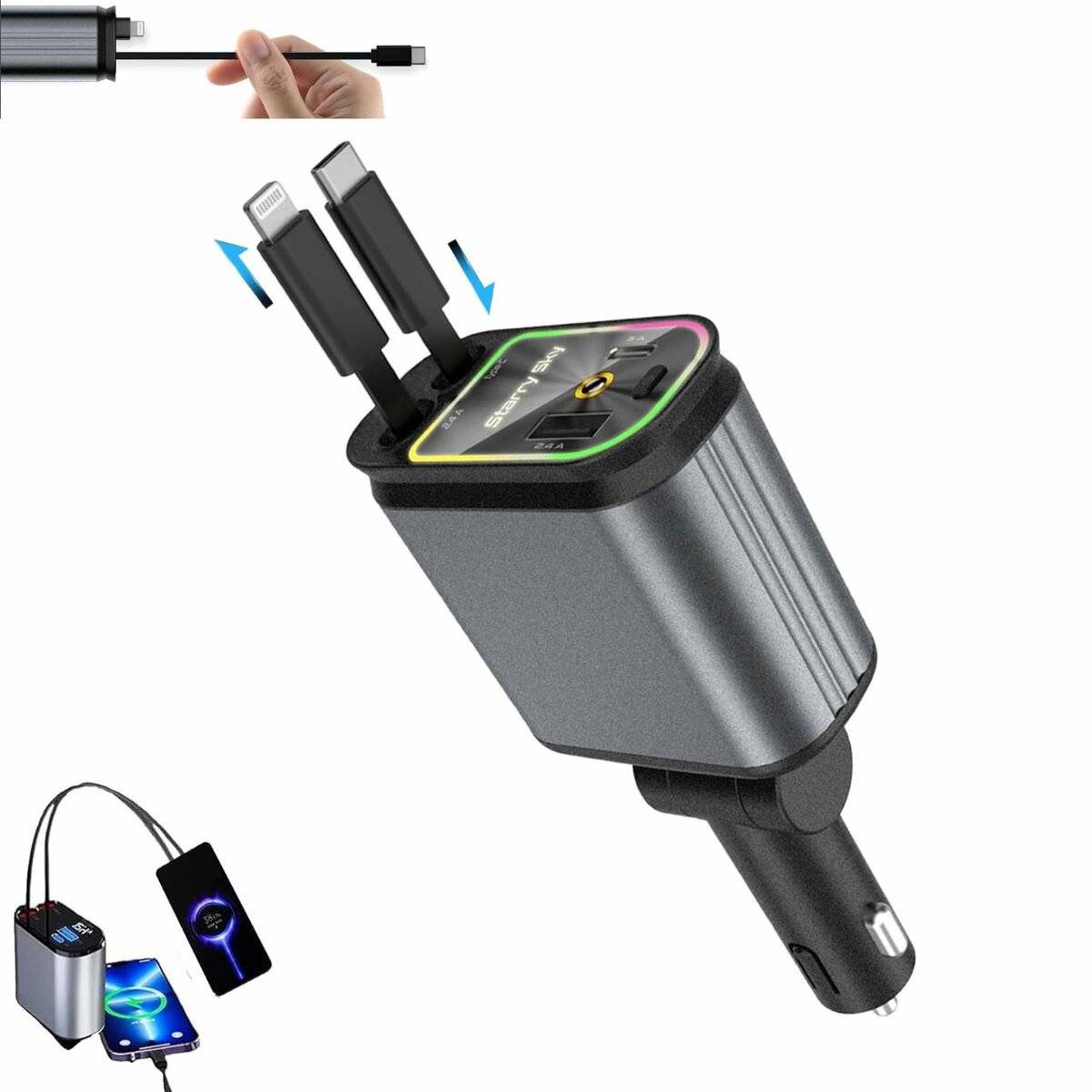 Chargeur voiture rapide 66W USB-C