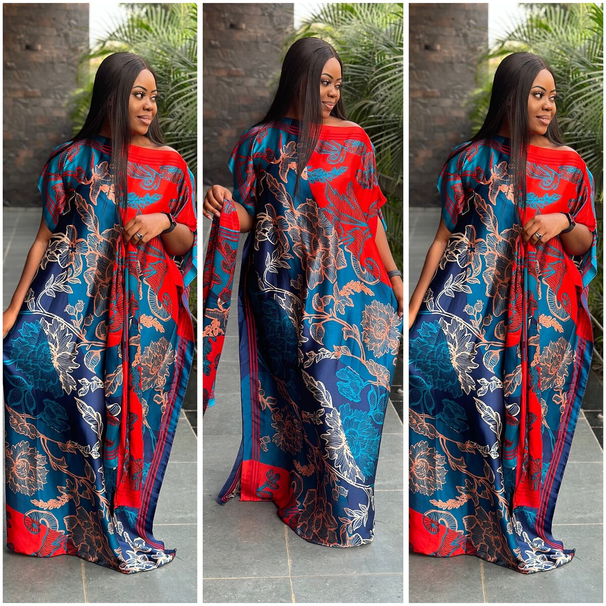 Tunic dress, maxi, multicolor