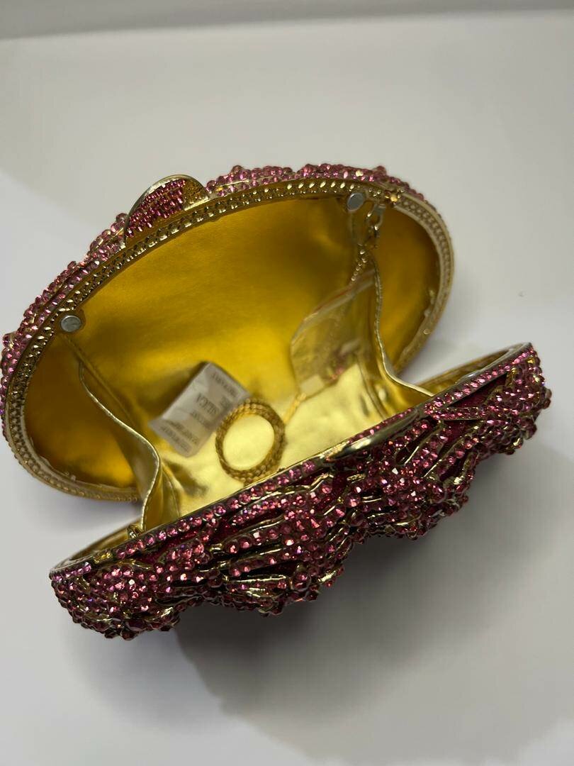 Fuchsia Pink Oval Clutch Purse