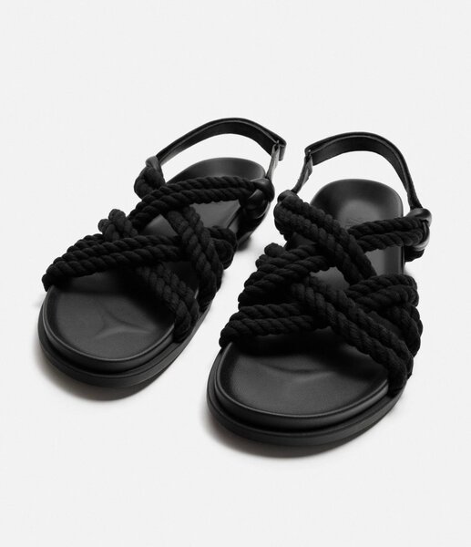 Sandales noires en corde zara