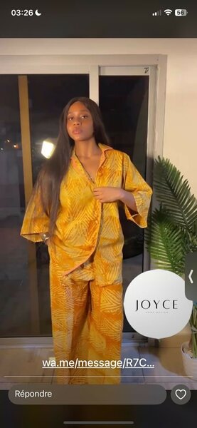 Enssemble en satin jaune femme