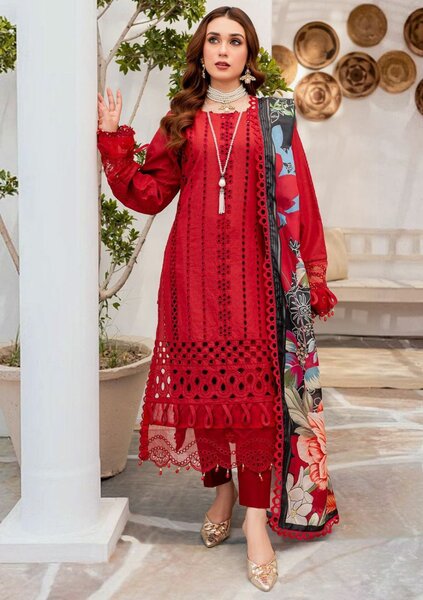 3 pcs women's unstitched air jet Lawn