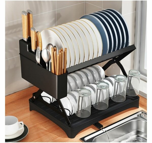 STORAGE DRAIN RACK FOR KITCHEN DOUBLE-LAYER TABLEWARE