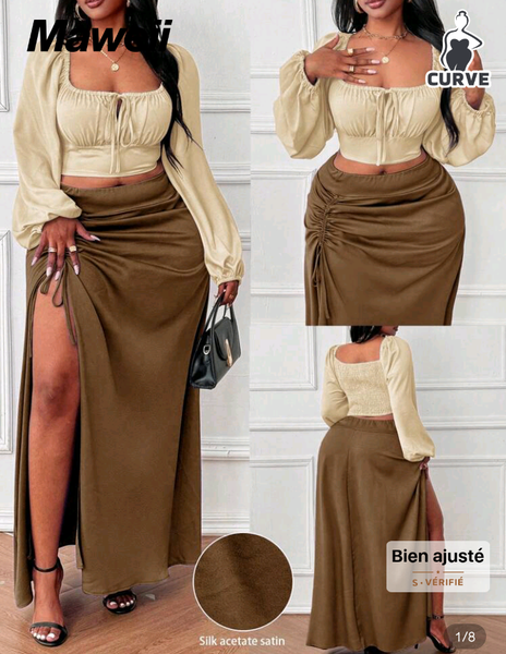 Ensemble Jupe et Blouse Satin